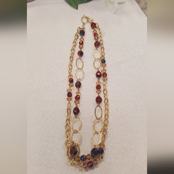 Long Double Layered Multigem Stone Necklace.  Very dressy 🌴 - Picture 8 of 8